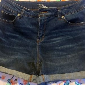 TIME AND TRUE SIZE 10 MID-RISE BLUe jean shorts